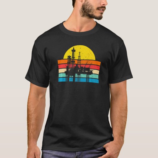 Retro Oil Well Pumpjack Oilfield Worker Oil Rig Oi T-Shirt (Vorderseite)