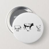 Retro Oink Moo Cluck Pig Kuh Hühnchen Button (Vorne & Hinten)