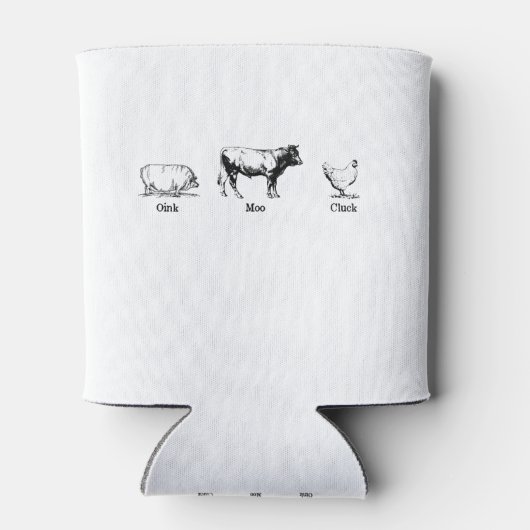Retro Oink Moo Cluck Pig Kuh Hühnchen Dosenkühler (Rückseite)