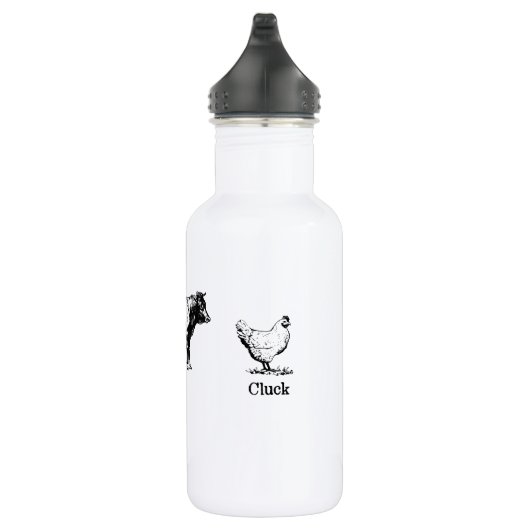 Retro Oink Moo Cluck Pig Kuh Hühnchen Edelstahlflasche (Rechts)