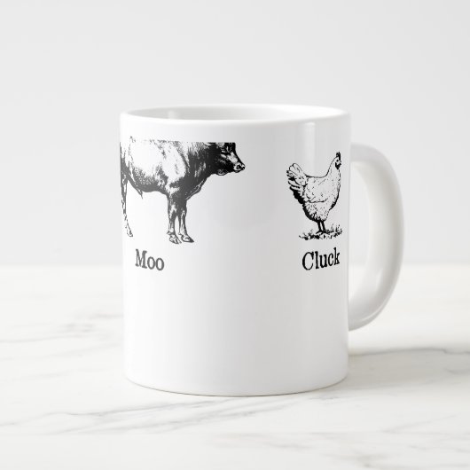 Retro Oink Moo Cluck Pig Kuh Hühnchen Jumbo-Tasse (Vorderseite Rechts)