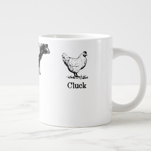 Retro Oink Moo Cluck Pig Kuh Hühnchen Jumbo-Tasse (Rechts)
