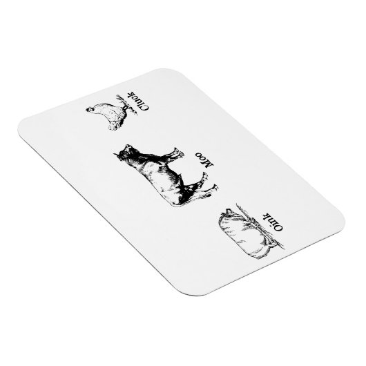 Retro Oink Moo Cluck Pig Kuh Hühnchen Magnet (Rechte Seite)