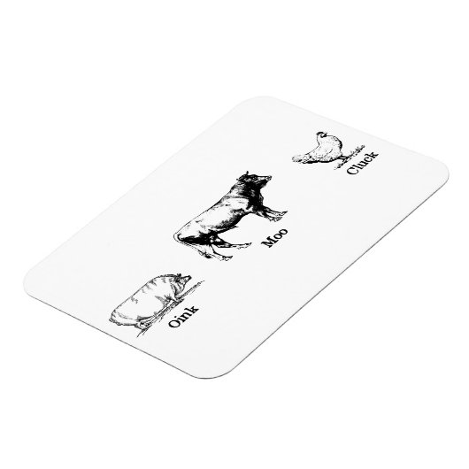 Retro Oink Moo Cluck Pig Kuh Hühnchen Magnet (Linke Seite)