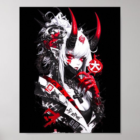 Retro Okami Girl Basic Japan Style Fox Cute Cool M Poster (Vorne)