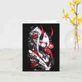 Retro Okami Mädchen Basic Japan Stil Fuchs Cute Co Karte (Gelbe Blume)