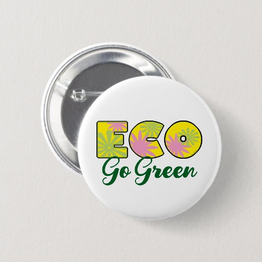 Retro-Öko-Design Go Green Button (Vorne & Hinten)