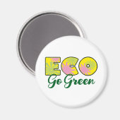 Retro-Öko-Design Go Green Magnet (Vorderseite/Rückseite)