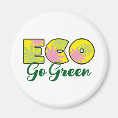 Retro-Öko-Design Go Green Magnet (Vorne)