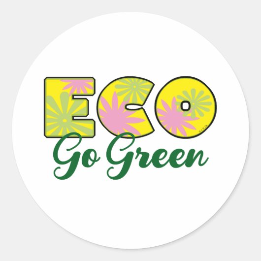 Retro-Öko-Design Go Green Runder Aufkleber (Vorderseite)