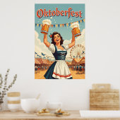 Retro Oktoberfest Kunst - Biere & Feiern Poster (Küche)