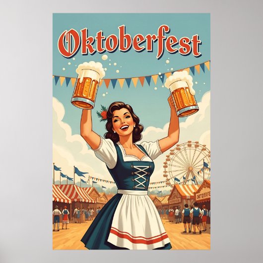 Retro Oktoberfest Kunst - Biere & Feiern Poster (Vorne)
