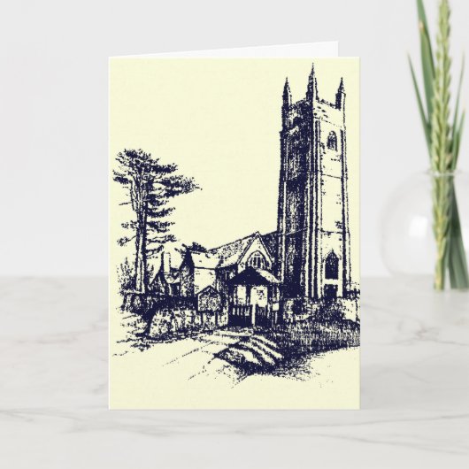 Retro Old English Church Card Feiertagskarte (Vorderseite)