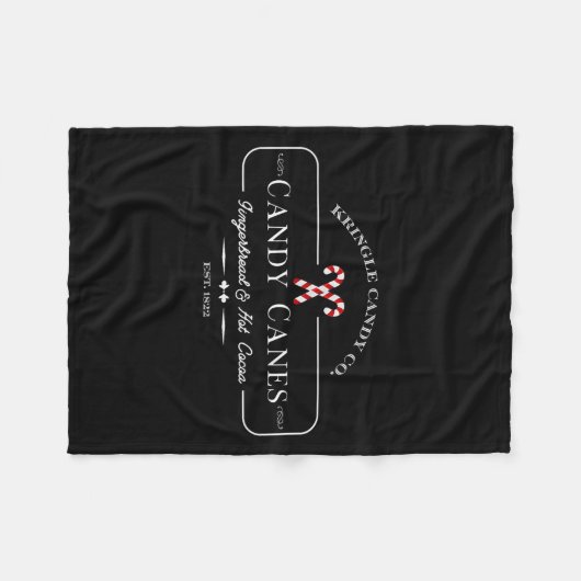 Retro Old Fashioned Kringle Candy Canes Co Merry C Fleecedecke (Vorderseite (Horizontal))