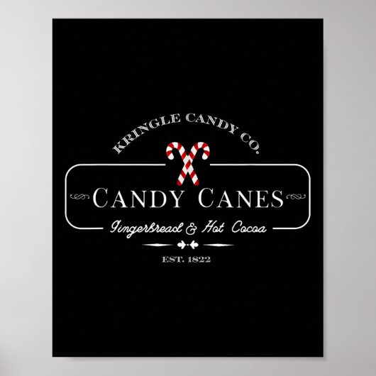Retro Old Fashioned Kringle Candy Canes Co Merry C Poster (Vorne)