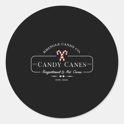 Retro Old Fashioned Kringle Candy Canes Co Merry C Runder Aufkleber (Vorderseite)