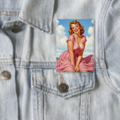 Retro Old Hollywood Glamour Blonde Button-up Ar Button (Insitu)