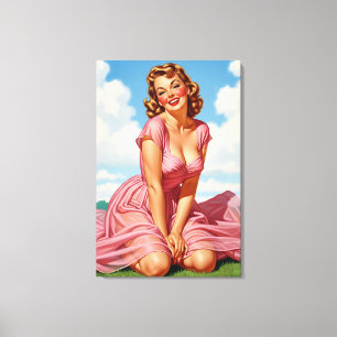 Retro Old Hollywood Glamour Blonde Button-up Ar Leinwanddruck