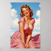 Retro Old Hollywood Glamour Blonde Button-up Ar Poster (Vorne)