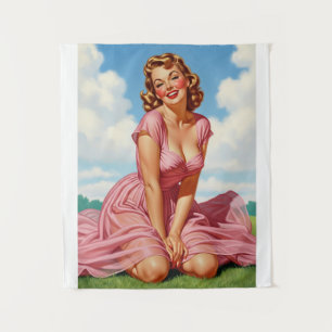 Retro Old Hollywood Glamour Blonde Button-up Ar Wandteppich