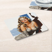Retro Old Hollywood Schöne Blonde Frau Rechteckiger Pappuntersetzer (angewinkelt)