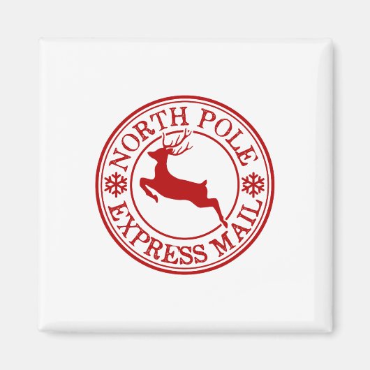 Retro Old modische North Pole Express Mail Reinde Magnet (Vorne)