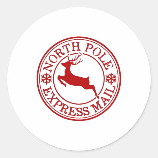 Retro Old modische North Pole Express Mail Reinde Runder Aufkleber (Vorderseite)