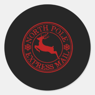 Retro Old modische North Pole Express Mail Reinde Runder Aufkleber