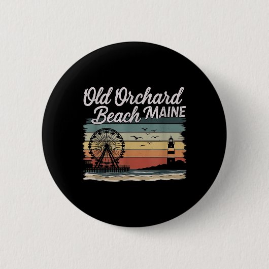 Retro Old Orchard Beach Maine Grafikdesign Button (Vorderseite)