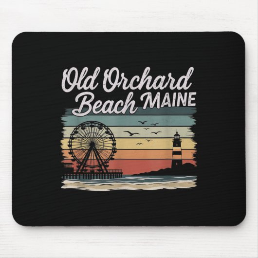 Retro Old Orchard Beach Maine Grafikdesign Mousepad (Vorne)