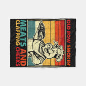 Retro Old Row Smoking Meats And Clapping Cheeks Fu Fleecedecke (Vorderseite (Horizontal))