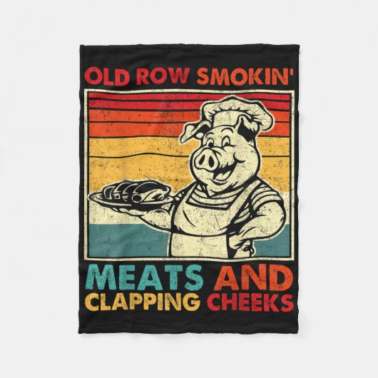 Retro Old Row Smoking Meats And Clapping Cheeks Fu Fleecedecke (Vorderseite)