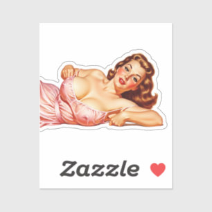 Retro Old School Button-up Girl Art Aufkleber