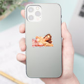 Retro Old School Button-up Girl Art Aufkleber (Telefon)