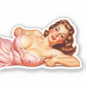 Retro Old School Button-up Girl Art Aufkleber (Vorderseite)