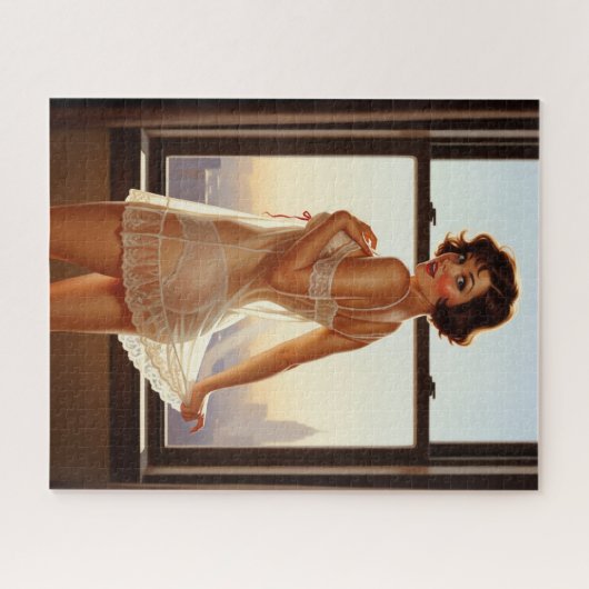 Retro Old School Button-up Girl Puzzle (Horizontal)