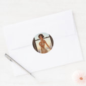Retro Old School Button-up Girl Runder Aufkleber (Umschlag)