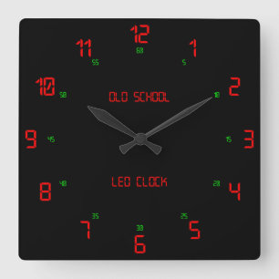Retro Old School LED Quadratische Wanduhr