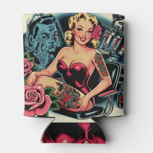 Retro Old School Tattoo Button Up Dosenkühler (Rückseite)