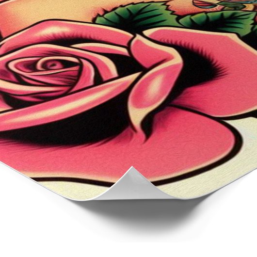 Retro Old School Tattoo Button Up Poster (Ecke)