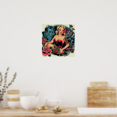 Retro Old School Tattoo Button Up Poster (Küche)