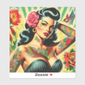 Retro Old School Tattoo Pinup Aufkleber (Blatt)