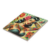 Retro Old School Tattoo Pinup Fliese (Seite)