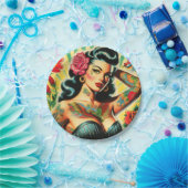 Retro Old School Tattoo Pinup Pappteller (Party)