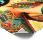 Retro Old School Tattoo Pinup Poster (Ecke)