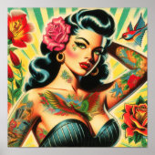 Retro Old School Tattoo Pinup Poster (Vorne)