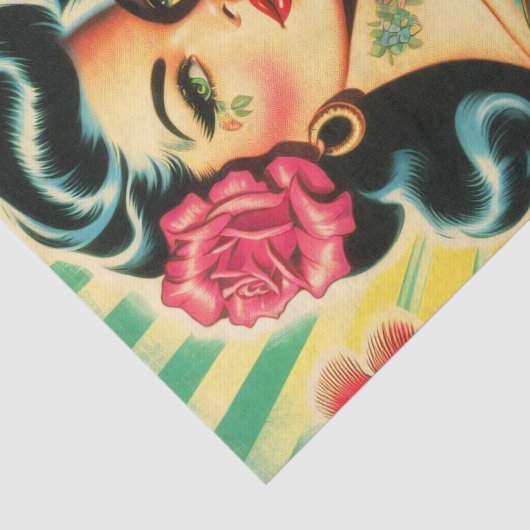 Retro Old School Tattoo Pinup Seidenpapier (Ausschnitt)