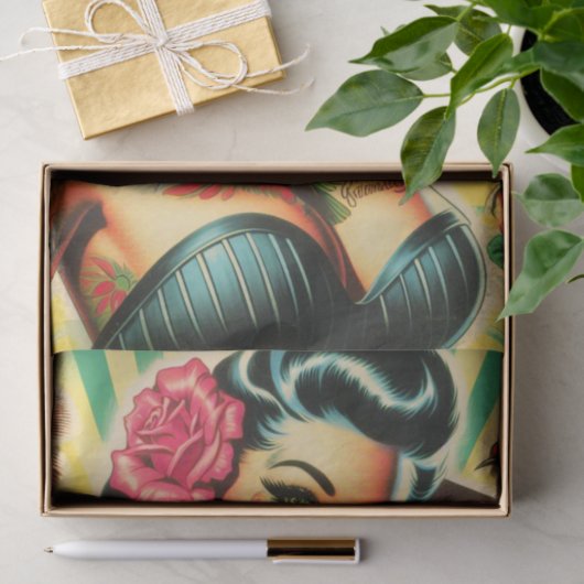 Retro Old School Tattoo Pinup Seidenpapier (Geschenk)