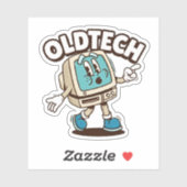 Retro-OldTech-Cartoon-Computer-Aufkleber Aufkleber (Blatt)