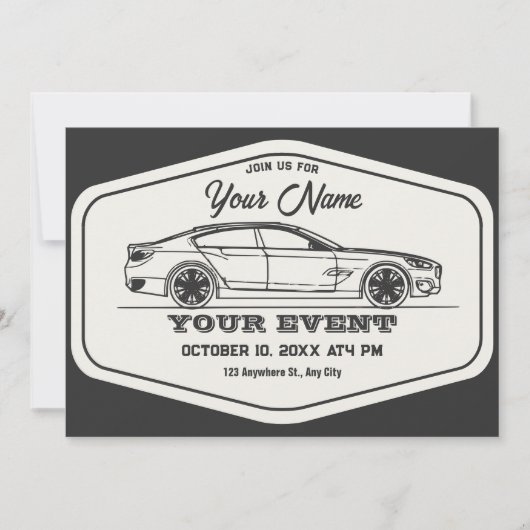 Retro Oldtimer Einladung (Vorderseite)